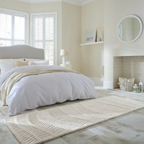 Fehér kézi szövésű gyapjúkeverék futószőnyeg 80x230 cm Sculptured Wave – Flair Rugs