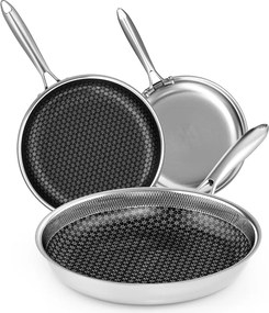 3 db-os rozsdamentes acél serpenyő szett 20/26/30 cm