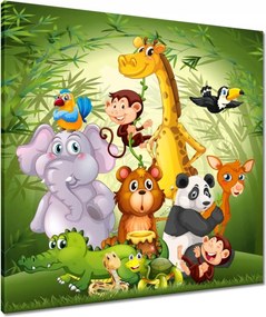 Vászonkép 70x70 Vidám állatok a dzsungelben