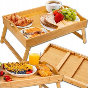Reggeliző Tálca Az Ágyhoz Bambusz Fából Készült Reggeliző Asztal Laptop Alá