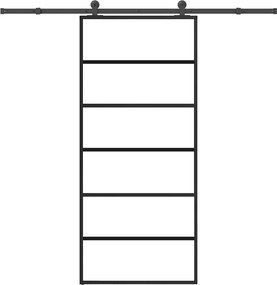 vidaXL ESG üveg és alumínium tolóajtó fémszerelvény-szettel 90x205 cm