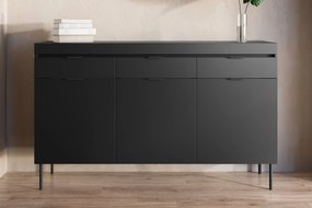Sentia komód 157 cm, háromajtós három fiókkal - fekete / fekete