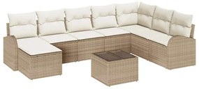 vidaXL Kanapé Szett párnával tárolóval 9 pcs Beige és Fehér polirattan