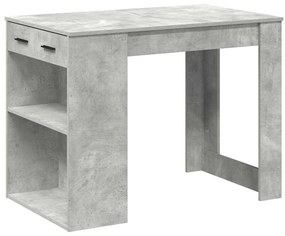 íróasztal fiókkal és polccal betonszürke 102x62x77,5 cm műfa