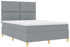 Box Spring Ágy Matraccal &amp; LED Fény Szürke 140x200 cm Szövet