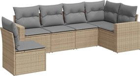 vidaXL 6 részes bézs polyrattan kerti ülőgarnitúra párnával