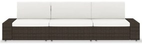 vidaXL 3 személyes barna elemes polyrattan kanapé