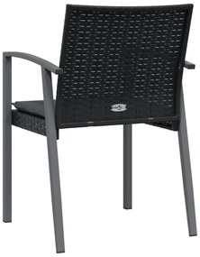4 db fekete polyrattan kerti szék párnával 56,5x57x83 cm