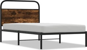 vidaXL ágykeret matrac nélkül 100x190 cm füstölt tölgy fűrészelt fa