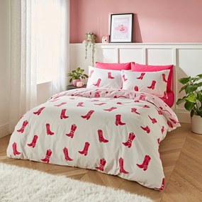 Rózsaszín kétszemélyes-hosszabbított ágyneműhuzat 230x220 cm Cowgirl Boot – Sassy B