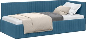 vidaXL Sarokágy keret fejtámlával Kék 90 cm x 200 cm Bársony