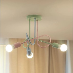 Felületre szerelt OXFORD csillár 3xE27/15W/230V zöld/rózsaszín/kék