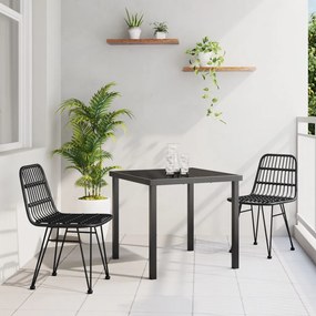 3 darabos kerti étkező szett Fekete Poli Rattan
