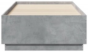betonszürke szerelt fa ágykeret LED-del 75 x 190 cm