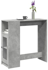 betonszürke szerelt fa tárolórekeszes bárasztal 101x40x103,5 cm