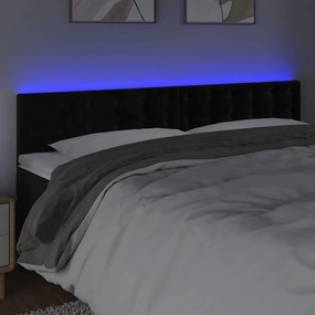 fekete bársony LED-es fejtámla 180x5x78/88 cm