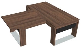 Verno+ S asztal 200 x 220 cm, kiegészítő íróasztallal, dió / fekete