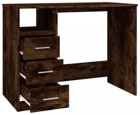 füstös tölgy színű szerelt fa íróasztal fiókokkal 102x50x76 cm