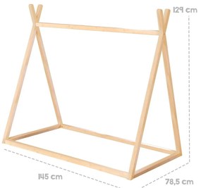 Natúr színű házikó alakú gyerekágy 70x140 cm Montessori – Roba