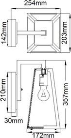 Kichler Delison KL-DELISON-M-RZ Fali lámpa 1x60W/E27 IP44