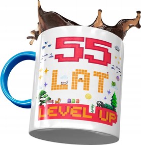 Kék Bögre Születésnapra 55 55-es 55-ös, fényképes nyomattal