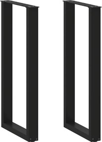 vidaXL 2 db U alakú bárasztalláb, fekete, 40 x (100-101) cm, acél