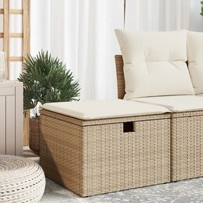 Bézs polyrattan kerti szék párnával 55 x 55 x 37 cm