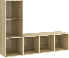 vidaXL 2 db sonoma tölgy színű szerelt fa TV-szekrény 107 x 35 x 37 cm