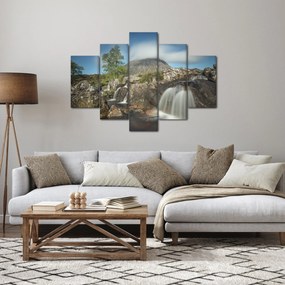 Vízesések és hegyek képe (150x105 cm)