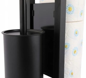 Erga Paulo, WC-papír tartó WC kefével és adagolóval, matt fekete, ERG-YKA-P.PAULO-BLK