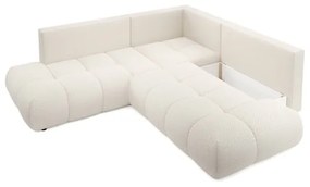 Ággyá nyitható jobb oldali L alakú kárpitozott sarokülőgarnitúra tárolóval ALMADA bézs