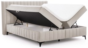 Verona kontinentális ágy 180x200 cm tárolóval - világos bézs Amon 17 hidrofób bársony