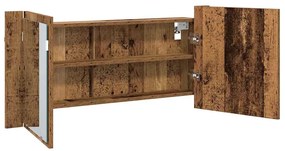 LED Tükörszekrény polcokkal Régi fa 100 x 12 x 45 cm Faanyag