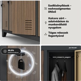 10 ajtós öltözőszekrény, antracit/dió, 1360x1720x450 mm: BARTEK Eco Design