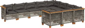 vidaXL 10 részes szürke polyrattan kerti ülőgarnitúra párnákkal