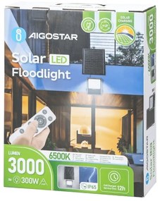 Aigostar - LED állítható fényerőjű napelemes reflektor 300W, 3,4V, IP65 + DO