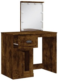 füstös tölgy színű fésülködőasztal LED-lámpákkal 90x42x132,5 cm