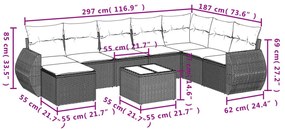 8 részes bézs polyrattan kerti ülőgarnitúra párnával