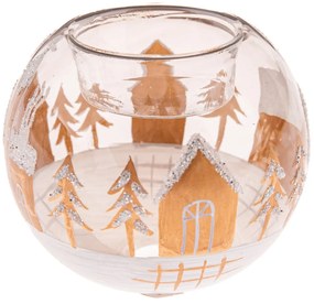 Üveg gyertyatartó karácsonyi mintával Snowy Land – Dakls
