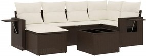 vidaXL 7 részes barna polyrattan kerti ülőgarnitúra párnákkal