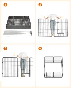 Kutya kennel, kutyaketrec 77x 100cm, kültéri kisállat kifutó, fekete