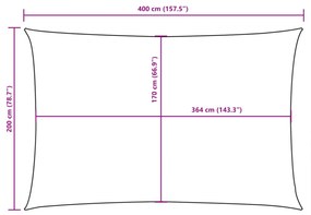 négyszögletes bézs oxford szövet napvitorla 2 x 4 m