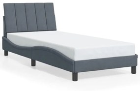 sötétszürke bársony ágykeret LED-világítással 80 x 200 cm
