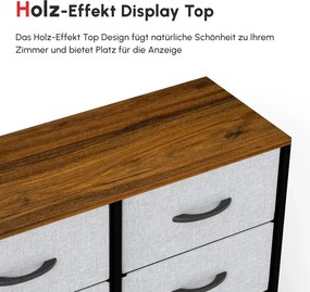 HOMCOM Fiókos tálalószekrény, 6 fiókos, szövet fiókos, 80 x 30 x 62,5 cm, barna-fekete
