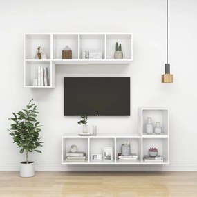 fehér szerelt fa falra szerelhető TV-szekrény 37 x 37 x 107 cm