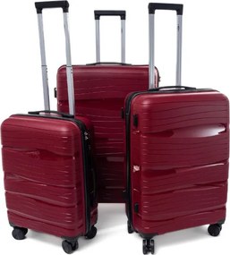 Sötétvörös 3 darabos luxus keményfedeles bőröndkészlet "Royal" – M, L, XL