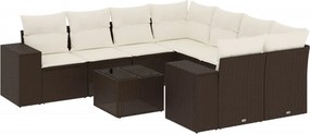 vidaXL 9 részes barna polyrattan kerti ülőgarnitúra párnákkal
