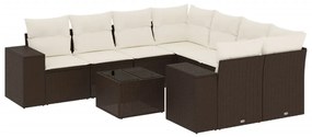 vidaXL 9 részes barna polyrattan kerti ülőgarnitúra párnákkal