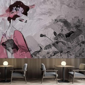 Gario Fotótapéta Gésa, portré beton falon Anyag: Vlies, Méret: 150 x 105 cm