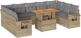vidaXL 10 részes bézs polyrattan kerti ülőgarnitúra párnával